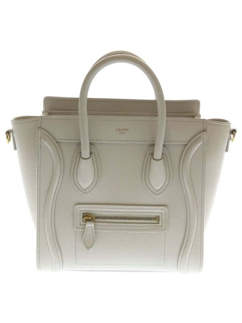 Celine Luggage Nano Leather 2-Way Shoulder Bag Beige